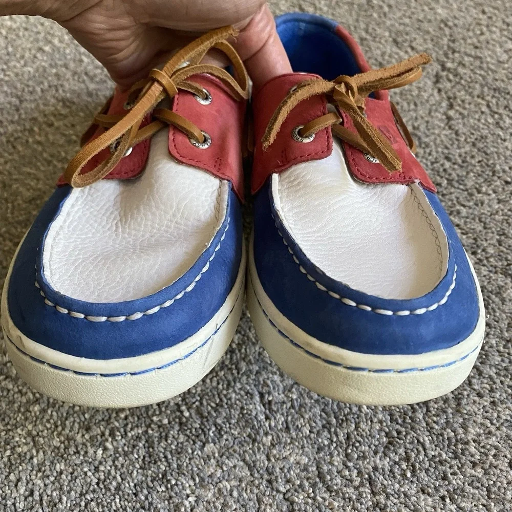 Sperry Gold Cup 2 Eye Boat Shoes Men 7 EU 39 Red Blue White Patriotic Preppy